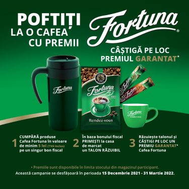 POFTIȚI LA O CAFEA CU PREMII FORTUNA!