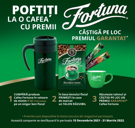 POFTIȚI LA O CAFEA CU PREMII FORTUNA!